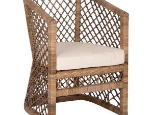 Πολυθρόνα Mpiko HM5990 Με Μαξιλάρι 64x68x87cm Rattan Natural-Ecru