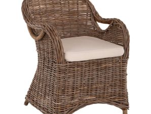 Πολυθρόνα Keyla HM9536 Με Μαξιλάρι 63x65x87cm Rattan Brown-Ecru