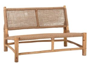 Καναπές Διθέσιος Londer HM5984 Rattan Twisted 120x75x78cm Από Ξύλο Teak Natural