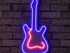 Διακοσμητικό Φωτιστικό Τοίχου Guitar 395NGR2059 26x2x55cm Led 25,2W Blue-Pink Wallity