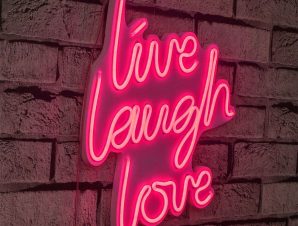 Διακοσμητικό Φωτιστικό Τοίχου Live Laugh Love 395NGR1656 31x2x36cm Led 22,6W Pink Wallity