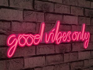 Διακοσμητικό Φωτιστικό Τοίχου Good Vibes Only 395NGR1590 79x2x19cm Led 22,6W Pink Wallity