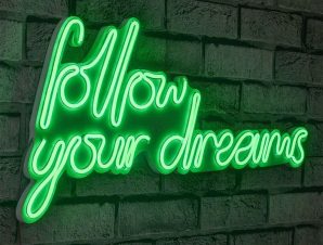 Διακοσμητικό Φωτιστικό Τοίχου Follow Your Dreams 395NGR1563 60x2x32cm Led 27,2W Green Wallity