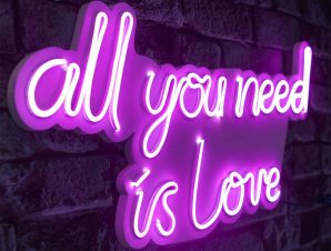 Διακοσμητικό Φωτιστικό Τοίχου All You Need is Love 395NGR2177 32x2x60cm Led 30,2W Pink Wallity