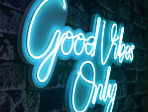 Διακοσμητικό Φωτιστικό Τοίχου Good Vibes Only 395NGR2121 62x2x37cm Led 25,7W Blue Wallity