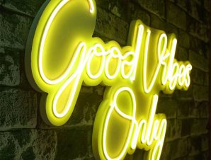 Διακοσμητικό Φωτιστικό Τοίχου Good Vibes Only 395NGR2123 62x2x37cm Led 25,7W Yellow Wallity