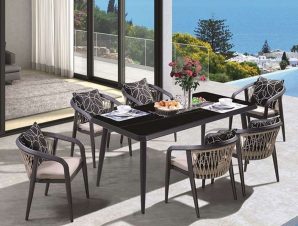 Τραπεζαρία Jardin (Σετ 7Τμχ) Ε6742,S1 180x90x75cm Anthracite-Beige